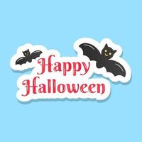 een happy halloween-sticker met vleermuizen vector