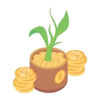 pictogramontwerp dollarplant, trendy icoon van bedrijfsgroei vector