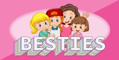 besties banner met gelukkige kinderen vector