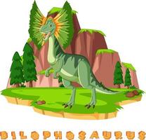 dinosaurus woordkaart voor dilophosaurus vector