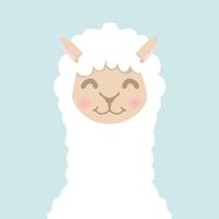 Schattig alpaca pluizig hoofdgezicht vector