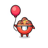 gehaktbal kom mascotte illustratie speelt ballon vector