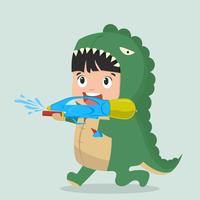 Leuke jongen Fashion Dinosaur met waterpistool vector