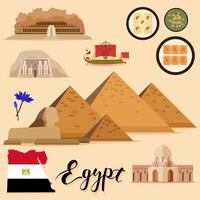 Toeristische Egypte reizen set collectie vector