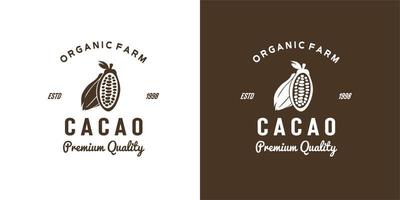 illustratie vectorafbeelding van zwarte silhouet cacaoboon plant van biologische boerderij goed voor cacao cacao vintage logo op cacao-industrie, biologische tuin, retail kruidenierswinkel