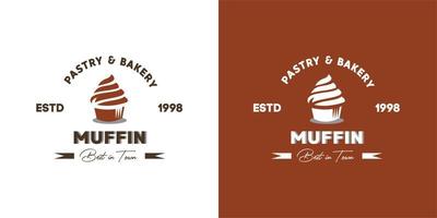 illustratie vectorafbeelding van bruine knapperige kerrie bladerdeeg van patisserie en bakkerij winkel premium kwaliteit goed voor muffin vintage logo product van bakkerij en banketbakkerij lekker en hartig vector