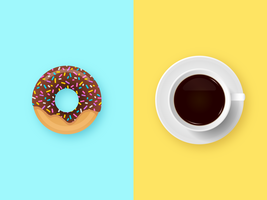 Chocolade Donut En Koffie Ontbijt vector