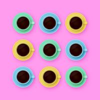 Gekleurde Koffiekoppen Pop Achtergrond vector