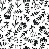 schattig Scandinavisch naadloos patroon met abstracte bloemen op witte achtergrond. goed voor kinderkamerafdrukken, behang, textiel, kleding, scrapbooking, inpakpapier, enz. eps 10 vector