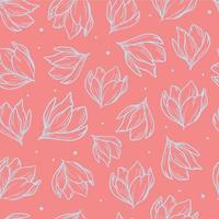 schattig naadloos patroon gemaakt van handgetekende magnoliabloemen. thema lente. perfect voor inpakpapier, textielprint, behang, feestelijke achtergronden enz. vector