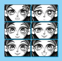 manga emoties gezichten vector