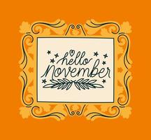 frame van hallo november vector