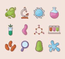 twaalf biologie-items vector