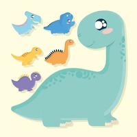 zes schattige dinosaurus vector