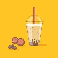 Chocolade en zoete milkshake in een slokfles vector