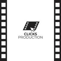 clicks productie logo ontwerp inspiratie. strip film logo sjabloon. vector illustratie