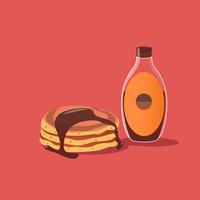 Stapel pannenkoeken met chocoladesiroop vector