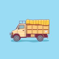 Cargo Delivery Truck Van Isolated op een Blauwe Achtergrond vector