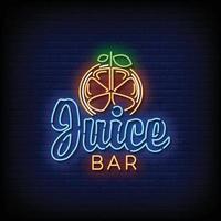 juice bar neonreclames stijl tekst vector