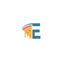 letter e met pizza pictogram logo vector