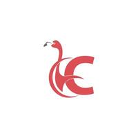 letter c met flamingo vogel pictogram logo vector