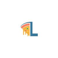 letter l met pizza pictogram logo vector