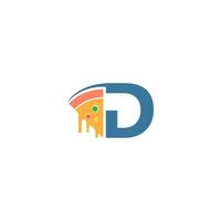 letter d met pizza pictogram logo vector