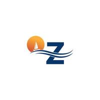 letter z-logo met pictogramsjabloon voor oceaanlandschap vector