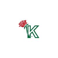 letter k met roos pictogram logo vector sjabloon