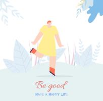 Motivatie Vrouw Kaart Tekst Have Happy Life Good vector