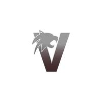 letter v met panter hoofd pictogram logo vector