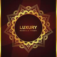 luxe mandala frame achtergrondontwerp met gouden kleur vector