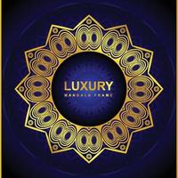 luxe mandala frame achtergrondontwerp met gouden kleur vector