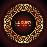 luxe mandala frame achtergrondontwerp met gouden kleur vector