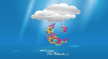 eid mubarak wenskaart illustratie, ramadan kareem cartoon vector wensen voor islamitisch festival voor spandoek, poster, achtergrond, flyer, illustratie, brochure en verkoop achtergrond