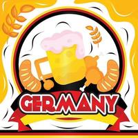 gekleurd schild met tekst en paar biertjes met schuim Duitsland concept vector