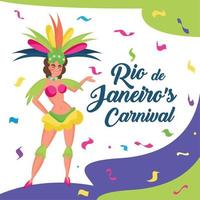 brazilië carnaval poster gelukkige vrouw gekleed met traditionele kleding vector