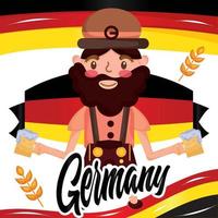 geïsoleerde man met traditionele kleding met bieren Duitsland concept vector