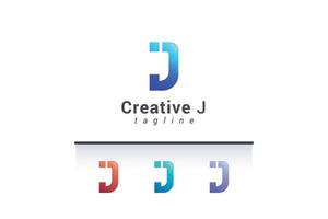 letter j creatief blauw kleurverloop eenvoudig logo vector