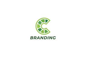 letter c groene kleur eenvoudig citrus logo vector