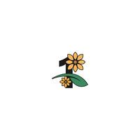 een nummer met bloemen pictogram logo ontwerp vector