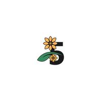 een nummer met bloemen pictogram logo ontwerp vector