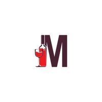 letter m met wijnfles pictogram logo vector