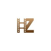 letter z met filmstrip pictogram logo ontwerpsjabloon vector