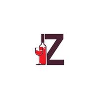 letter z met wijnfles pictogram logo vector
