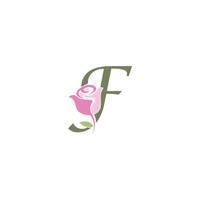 letter f met roos pictogram logo vector sjabloon