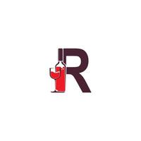 letter r met wijnfles pictogram logo vector