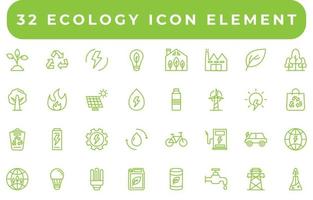 32 ecologie icon set-element voor uw werkontwerp vector