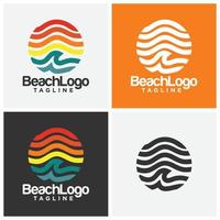 strand eiland landschap logo. strand logo ontwerp vector. strand logo buiten zomer reizen zon voorraad vector