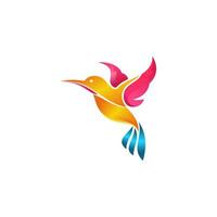 abstracte kleurrijke kolibrie colibri vogel logo lijn overzicht monoline vector pictogram illustratie